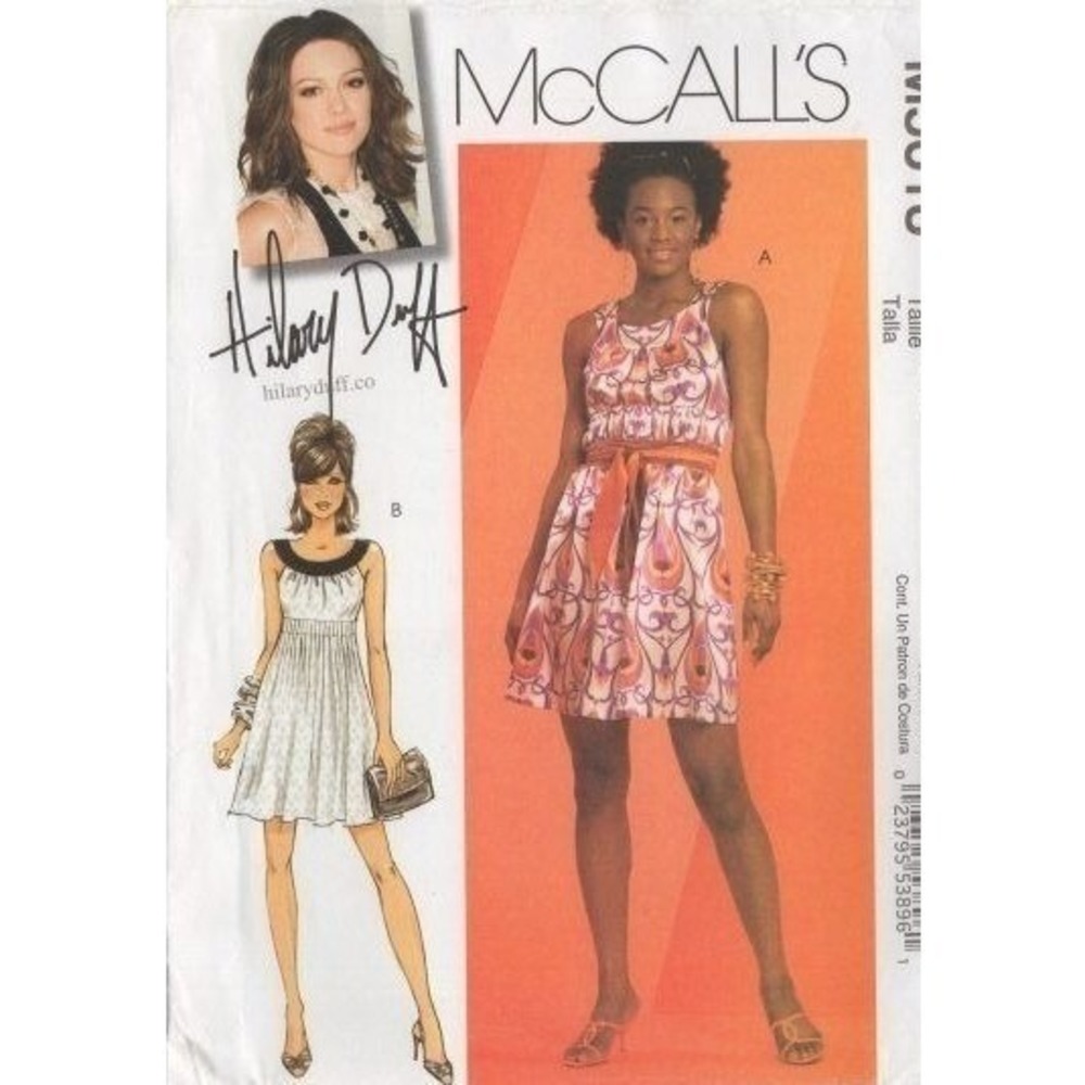 McCall's Sewing Pattern 5618 Misses Size 4-10 Lined Sleeveless Dress Hilary Duff